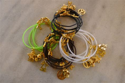 Rubber Bracelets With Gold Plated Charms Rubber Bracelets Gold Beads