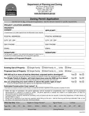 Fillable Online Burlingtonvt Fence Permit Application Form Zoning