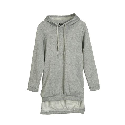 Solid Color Hoodies Women Casual Long Sweatshirt Knee Length Hoodie