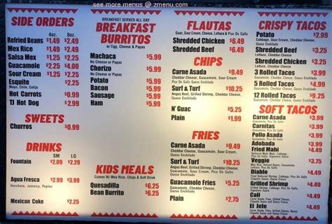 Online Menu Of Valerie S Taco Shop Restaurant Phoenix Arizona 85020