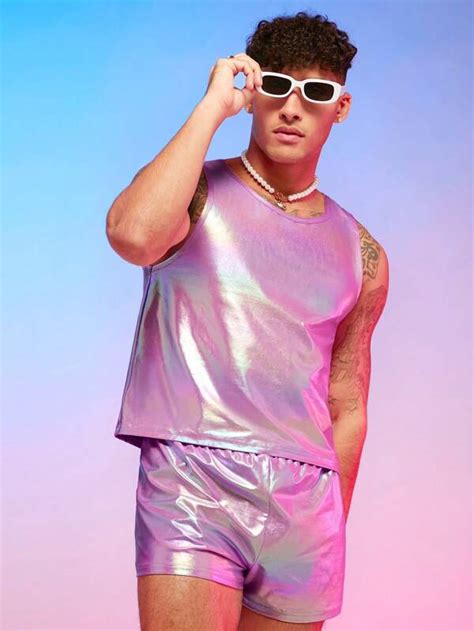 Manfinity Fever City Men Holographic Tank Top And Shorts For Sale