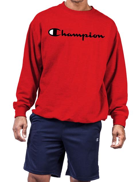 Champion Big And Tall Mens Powerblend Script Logo Fleece Crewneck