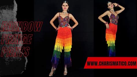 Charismatico Fabulous Rainbow Lgbt Pride Latin Salsa Dance Fringe Pants