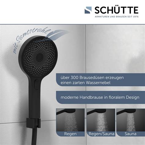 SCHÜTTE Überkopfbrause Set Samoa Rain schwarz matt mit Thermostat