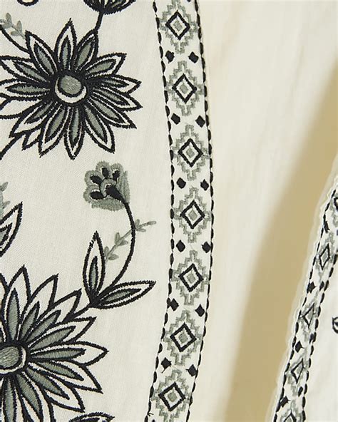 Cream Embroidered Floral Waistcoat River Island