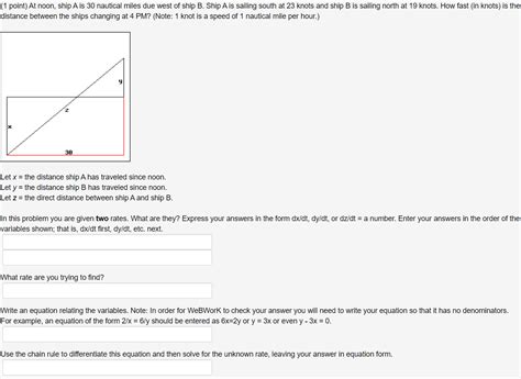 Solved Point At Noon Ship A Is Nautical Miles Due Chegg