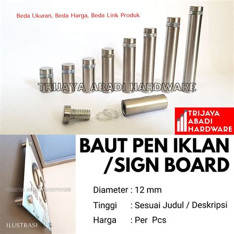 Jual Pen Iklan 12 X 20 Mm Baut Stabil Akrilik Kaca Sign Board