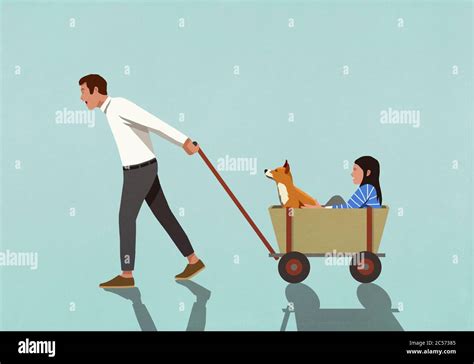 Woman pulling wagon hi-res stock photography and images - Alamy