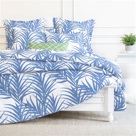 Blue And White Printed Palm Leaf Comforter The Laguna Blue Comforter