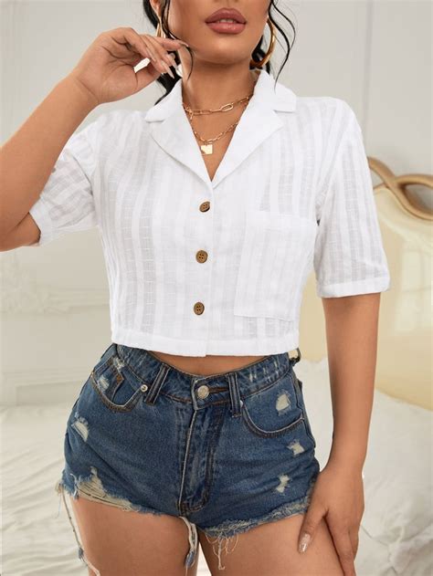 Botões na frente Simples ocasional Blusa Blusas femininas Roupas