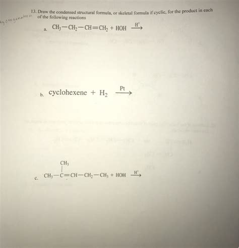 Solved Draw The Condensed Structural Formula Or Skeletal Chegg