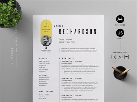 minimal resume template behance