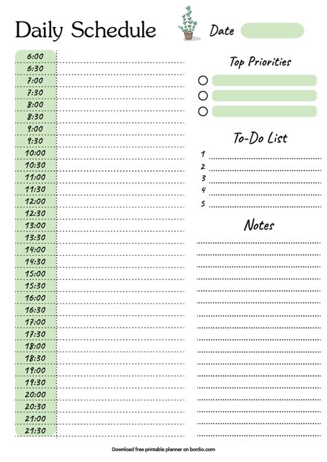 Daily Schedule Templates For Top Productivity Free Download