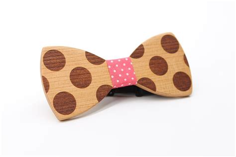 Pink Polka Dots Wooden Bow Tie – Bow Ties for Men – Bow SelecTie