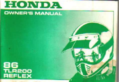 1986 Honda TLR200 Reflex Motorcycle Owners Manual