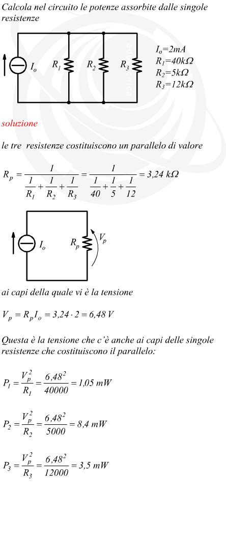 Potenza Assorbita Singolarmente Da Tre Resistenze In Parallelo