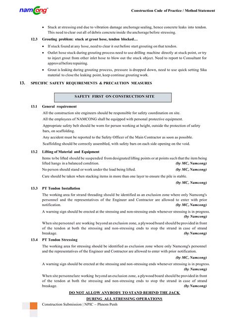 01 Construction Code Of Practice Method Of Statement Pdf