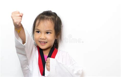 Asian Kid is Throwing a Taekwondo Punch Stock Image - Image of training ...