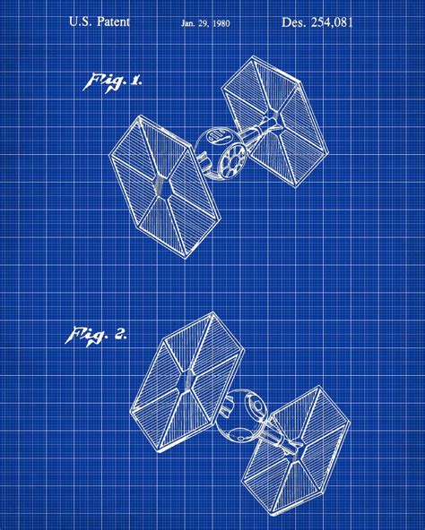 Tie Fighter Blueprint Poster Patent Print Star Wars Spaceship ...