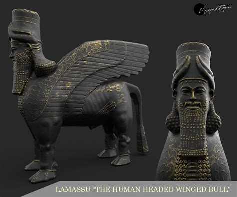 D Model Human Headed Winged Bull Lamassu Vr Ar Low Poly Cgtrader