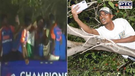 Fan Climbs Tree To Watch Team Indias Bus Parade Virat Kohlis Reaction Is Priceless Watch