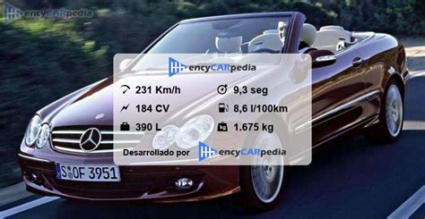 Mercedes CLK Cabriolé 200 Kompressor A209 Ficha Técnicas 2007 2009