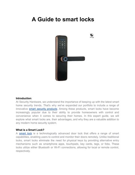 Ppt A Guide To Smart Locks Powerpoint Presentation Free Download