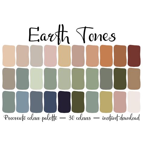 Earth Tone Colour Palette For Procreate Etsy Artofit