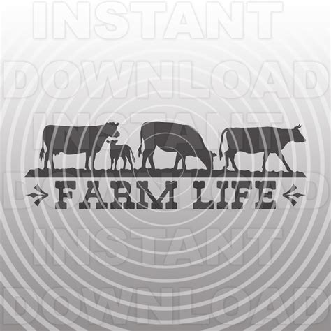 Farm Life Scene With Cattle Svg File Farming Svg Vector Clipart Commercial And Personal Use Cricut