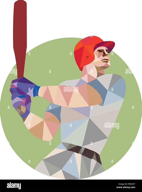 Low Polygon Style Illustration Of An American Baseball Player Batter