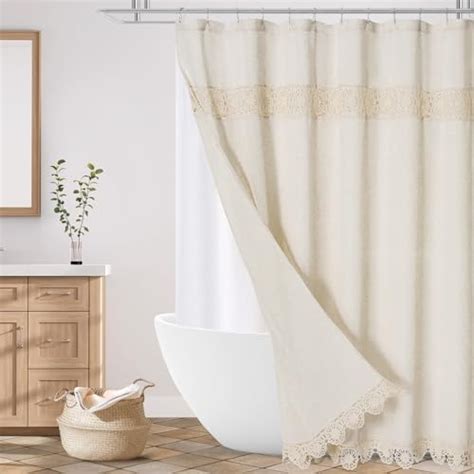 Amazon Gibelle Extra Long Boho Farmhouse Shower Curtain Linen