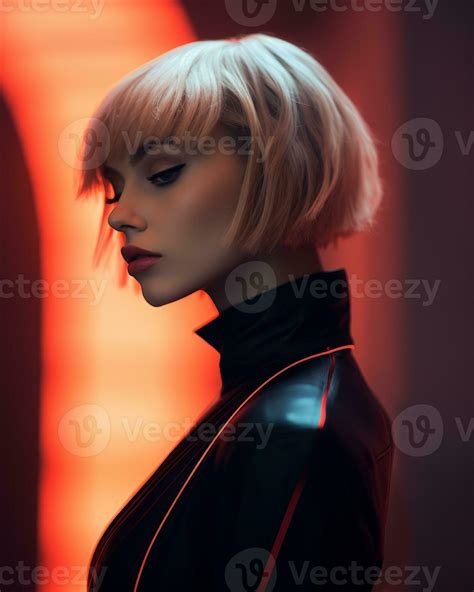 A Woman With Blonde Hair And A Black Leather Jacket Generative Ai 29683227 Stock Photo At Vecteezy