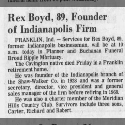 Obituary For Rex Boyd Aged 89 Newspapers