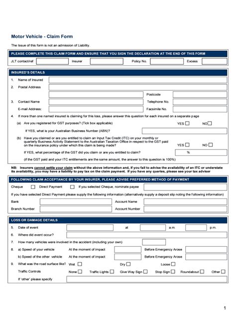 Fillable Online Motor Vehicle Claim Form Ourauto Insurance Fax Email