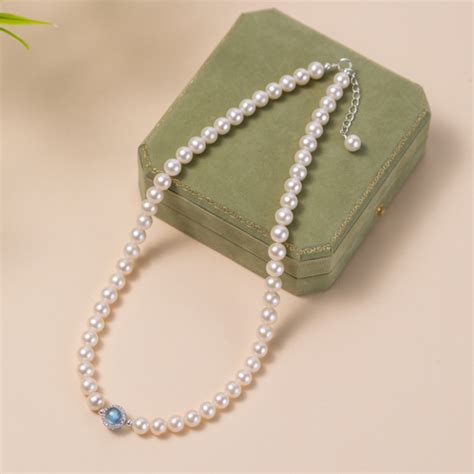 Collier Perle Et Aigue Marine Harmonie Oc Anique Argent Moment Ici