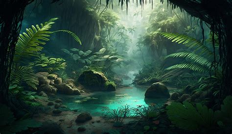 Download Ai Generated Jungle Pond Royalty Free Stock Illustration