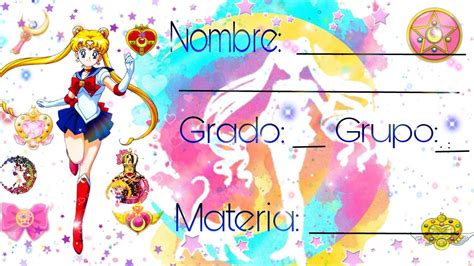 Sailor Moon Plantilla Etiquetas Para Cuadernos Etiquetas