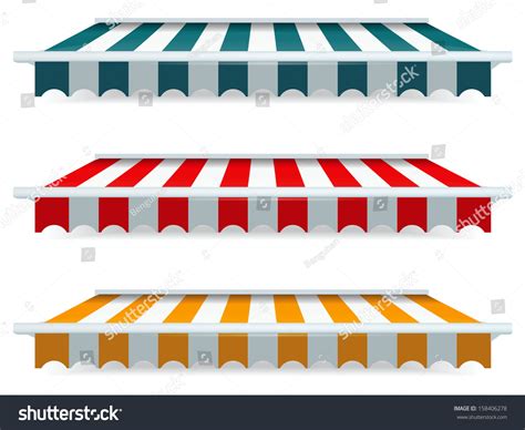 Eps Vector Colorful Set Of Striped Awnings Shutterstock