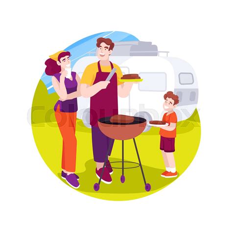 Outdoor Barbecue Isolated Cartoon Vector Illustration Stock Vector