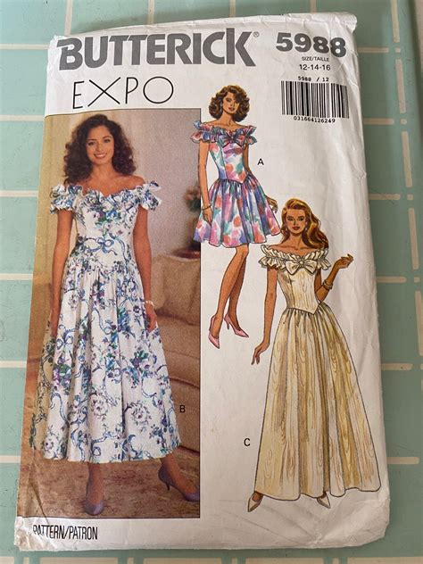 1990s Shaped Front Bodice Dress Butterick Pattern 5988 Etsy