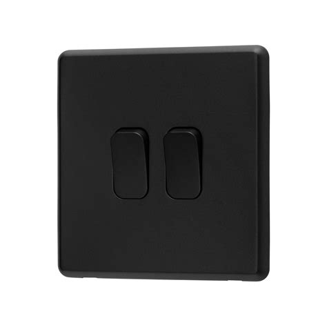 Arlec Rocker Jet Black 10a 2gang 2way Light Switch Arlec Uk