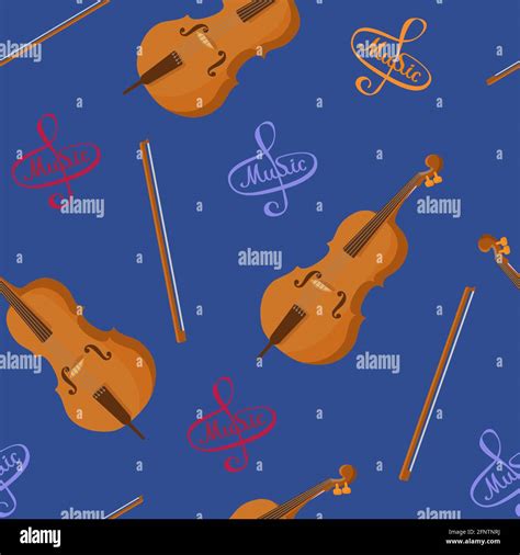 Contrabass With A Bow Stringed Musical Instruments Illustration