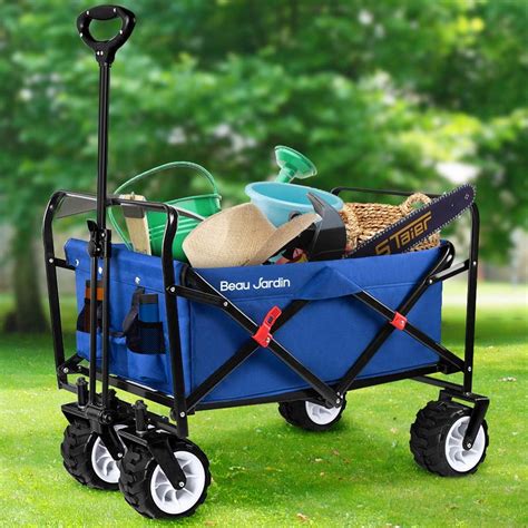 Beau Jardin Garden Trolley Beach Folding Push Cart Big Wheels Capacity