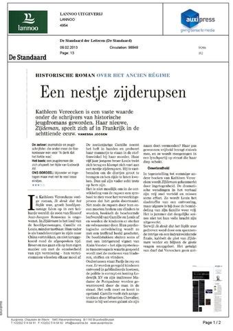 Recensie De Standaard Der Letteren 08 02 2013 By Uitgeverij Lannoo Issuu