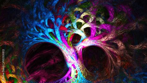 Abstract image. Mysterious psychedelic tree. Sacred geometry. Fractal ...