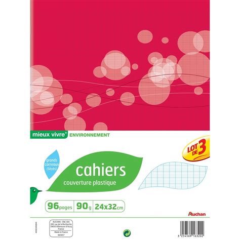 Auchan Lot De Cahiers Piqu S X Cm Pages Grands Carreaux Seyes