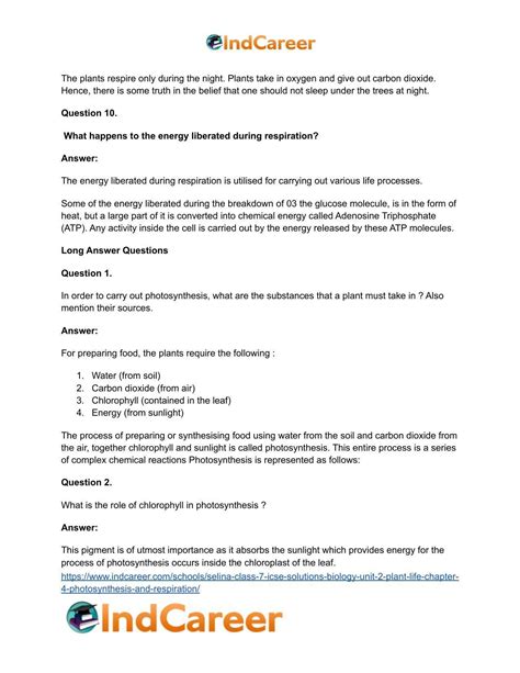 Selina Class 7 Icse Solutions Biology Unit 2 Plant Life Chapter 4 Photosynthesis And