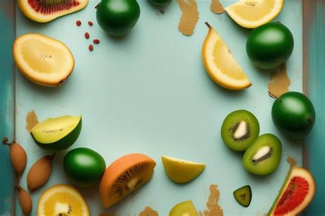 Un Fondo Con Diferentes Frutas Y La Palabra Kiwi Imagen Generada Con IA