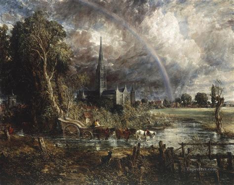 Salisbury Cathedral from the Meadows Romantic John Constable Painting in Oil for Sale