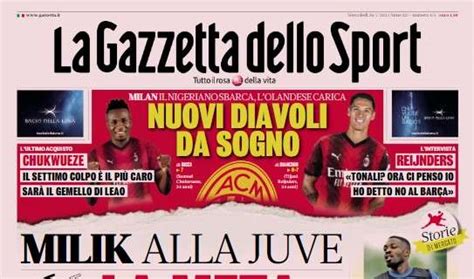 PRIMA PAGINA Gazzetta apre con Milik La meta è lo scudetto